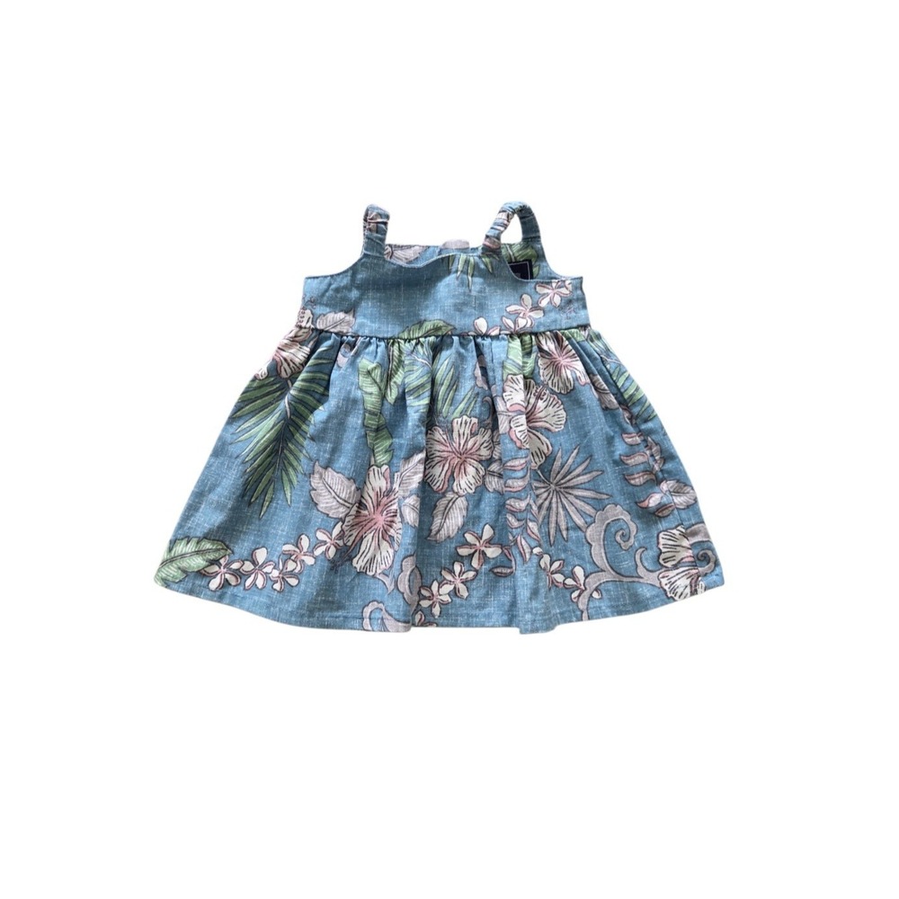 Reyn Spooner Baby Girl Dress 6/12M Blue Floral Hawaiian Aloha Island Vacation